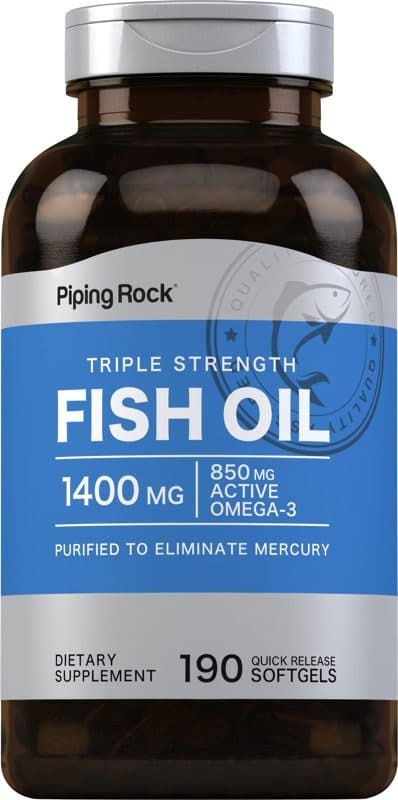 Piping Rock Triple Strength Omega-3 Fish Oil 1400 mg (850 mg Active Omega-3), 190 Quick Release Softgels