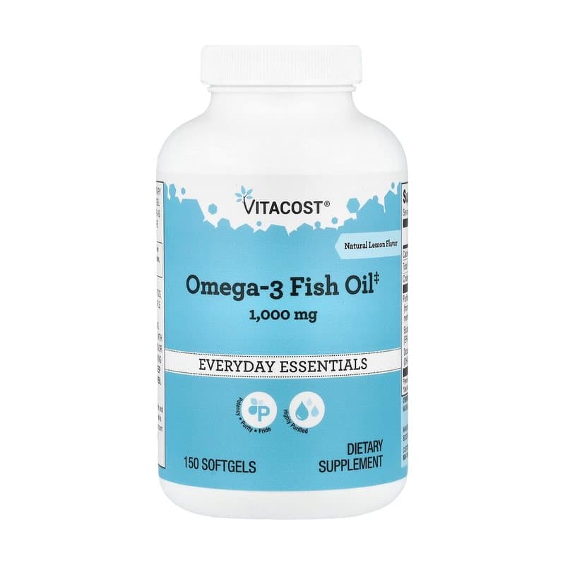 Vitacost Vitacost, Everyday Essentials, Omega-3 Fish Oil, Natural Lemon, 1,000 mg, 150 Softgels