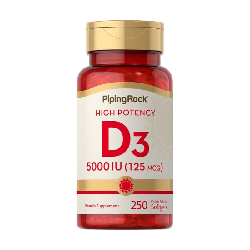 Piping Rock High Potency Vitamin D3, 5000 IU, 250 Quick Release Softgels
