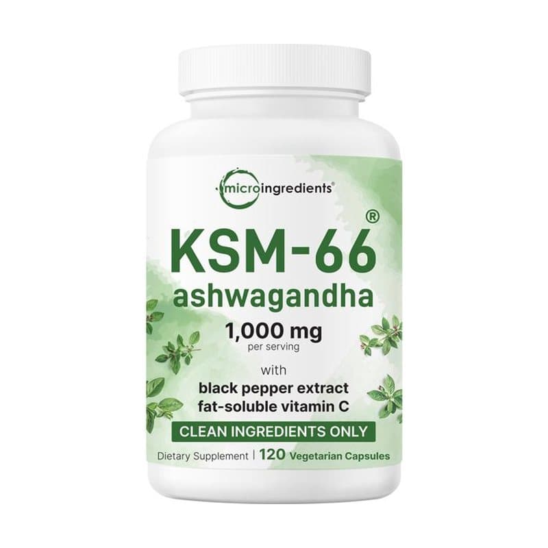 Micro Ingredients KSM-66 Ashwagandha 1,000mg Per Serving 120 Veggie Capsules