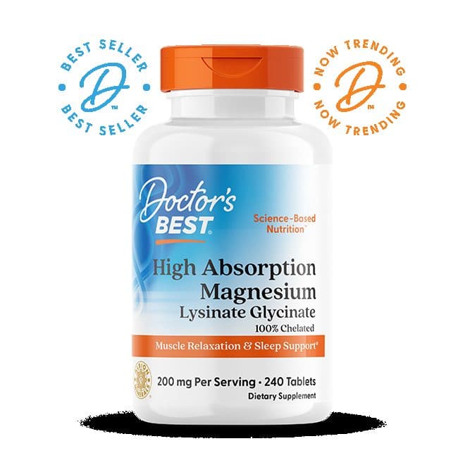 Doctor's Best High Absorption Magnesium, lysinate glycinate chelate, 240 tablets