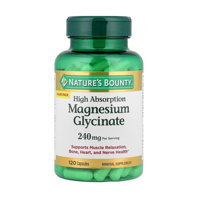 Nature's Bounty Nature's Bounty, Magnesium Glycinate, High Absorption, 120 Capsules (120 mg per Capsule)